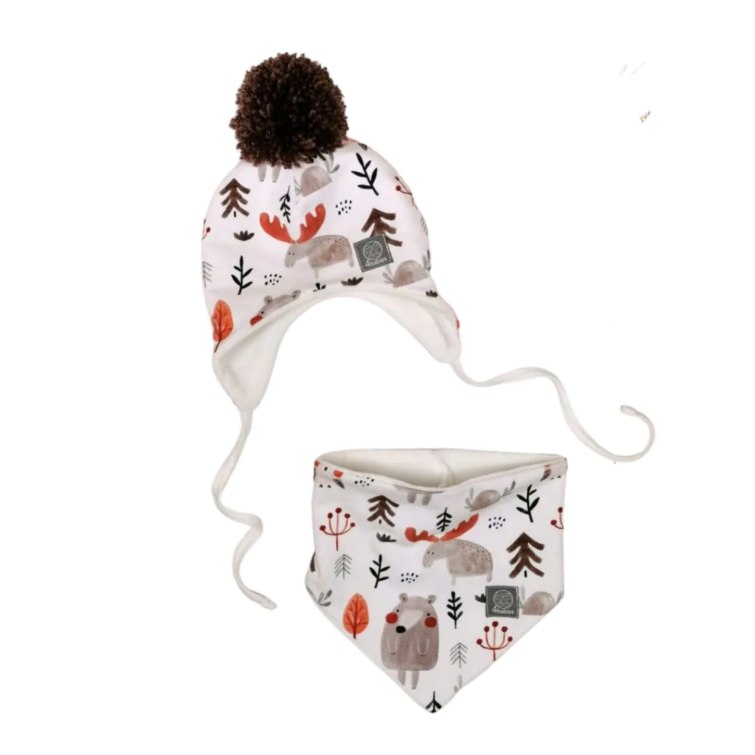 4BABIES "Kedves fenyves" baba sapka & sál szett