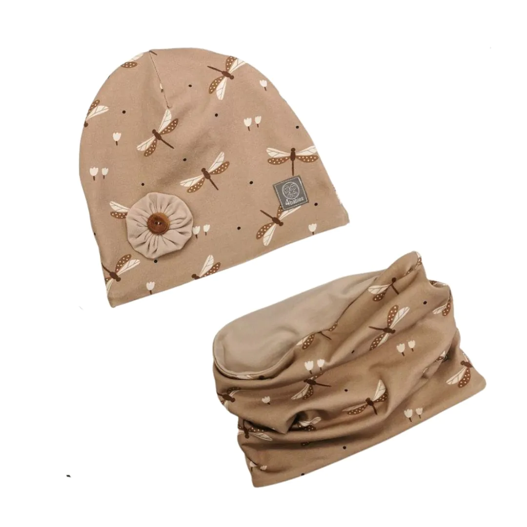 4BABIES "Szitaszirom" sapka & sál szett virággal