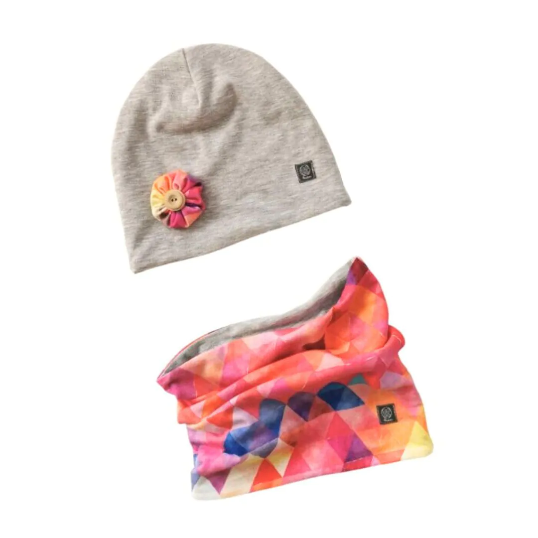 4BABIES "Rózsaszín design" sapka-sál szett