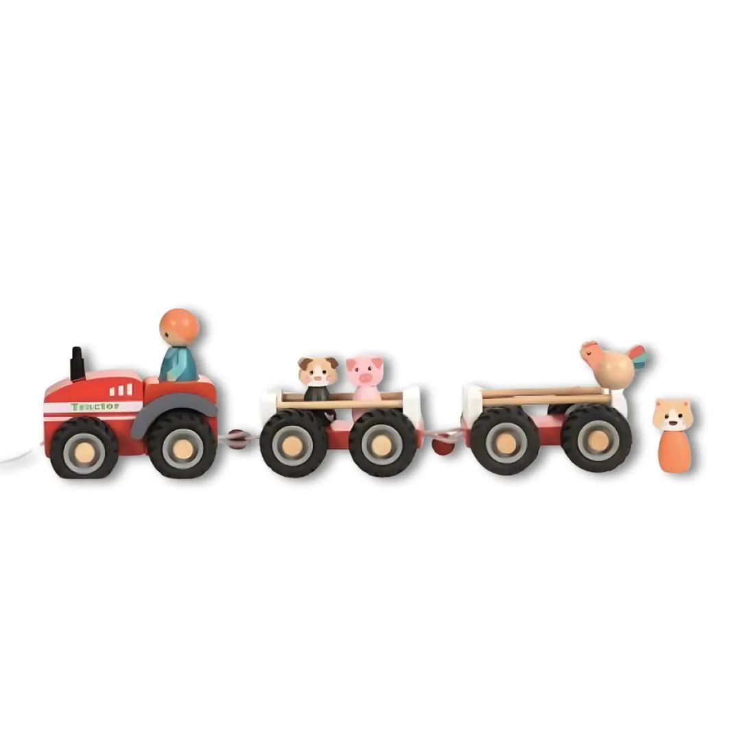 Egmont Toys fa játék traktor 2 pótkocsival