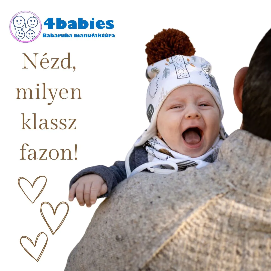 4BABIES Téli Babasapka - sál szett, szarvasos, 0-3 hó - Image 2