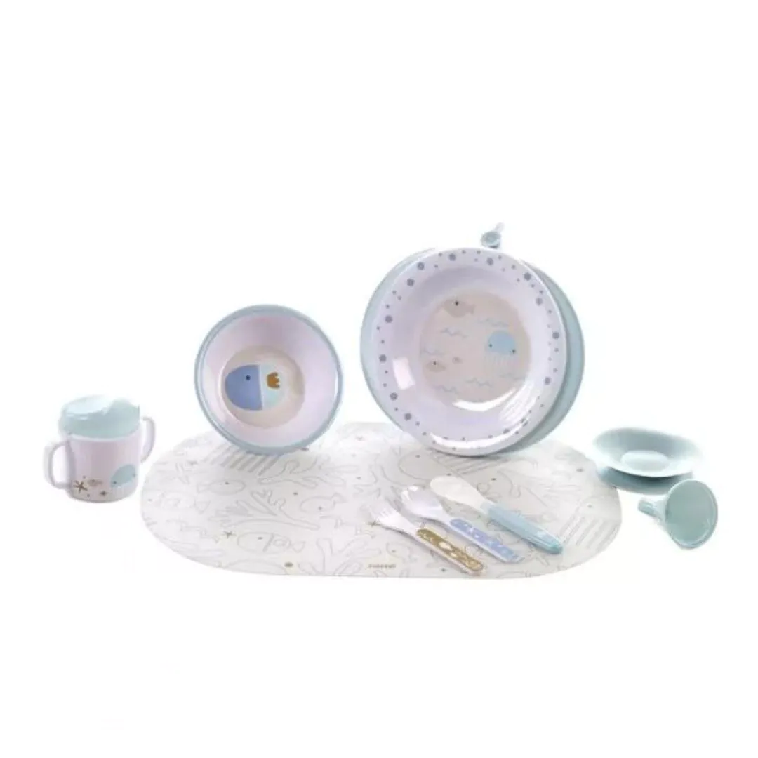 JANÉ MIKRÓZHATÓ ÉTKÉSZLET 9DB-OS, KÉK