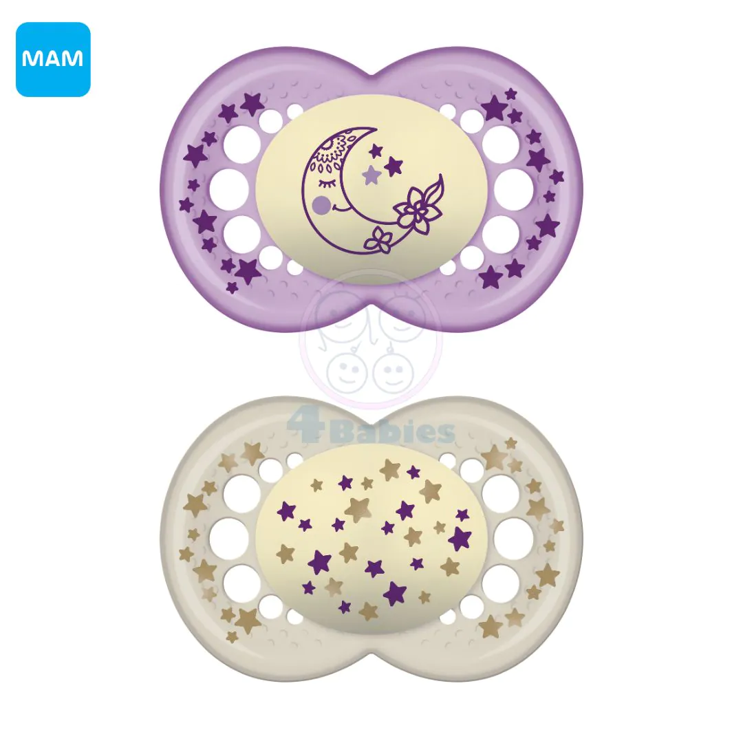 MAM Original Night éjszakai cumi, dupla, 16+ hónap, lila hold