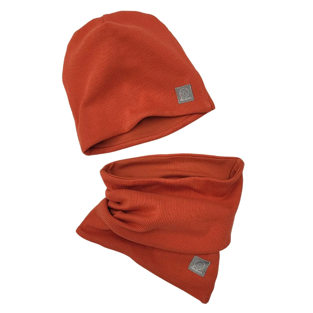 4BABIES Bordás rozsda sapka & sál szett