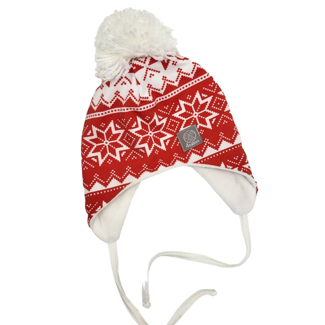 4BABIES Téli baba sapka, norvég mintás, 3-6 hó