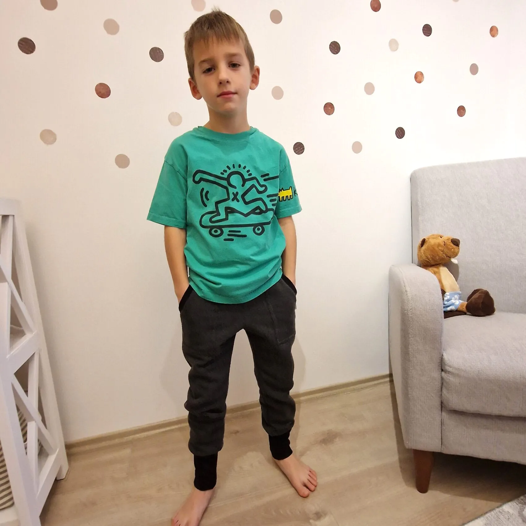 4BABIES Bolyhos szabadidő nadrág, szürke (kétméretes) - Image 2