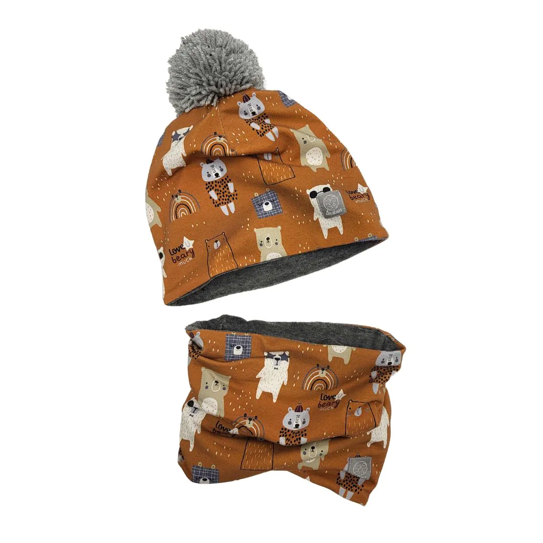 4BABIES "Barna Brumi" téli sapka & sál szett