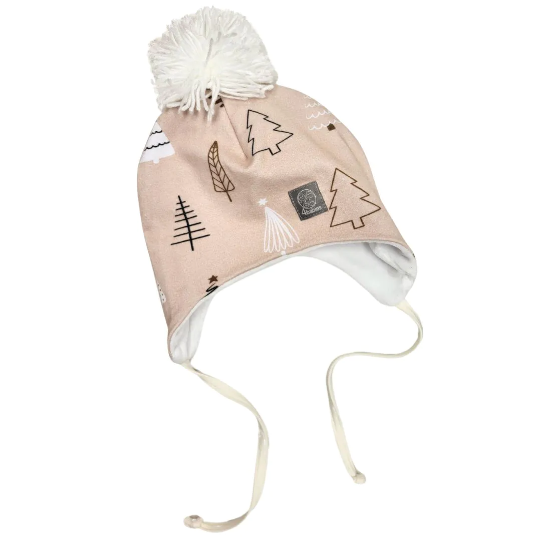 4BABIES "Bézs fenyves" téli kötős babasapka