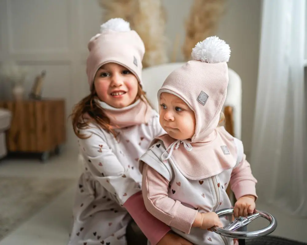 4BABIES Téli kötős babasapka, bordás rózsaszín - Image 2