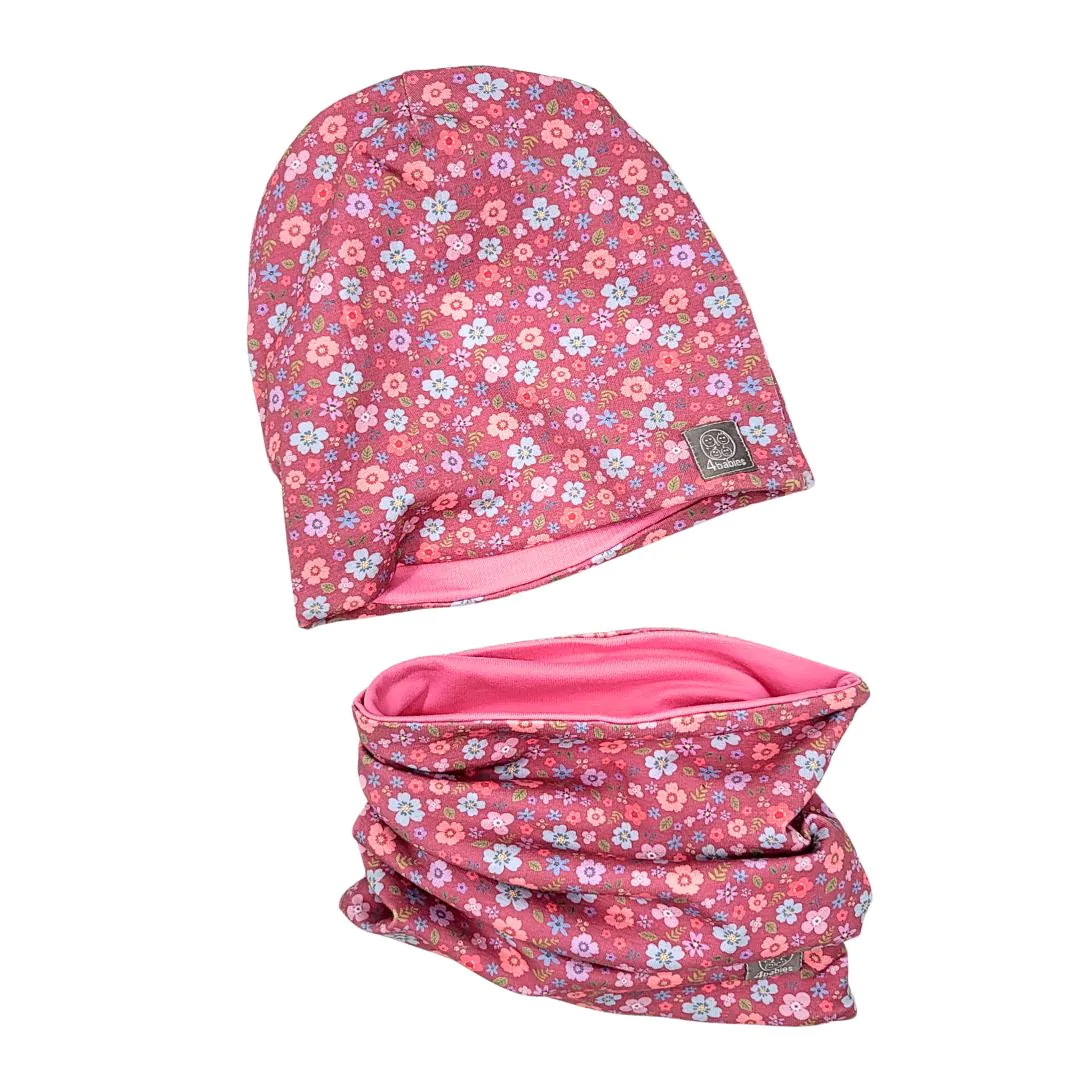 4BABIES "Virágvarázs" kétrétegű sapka-sál szett