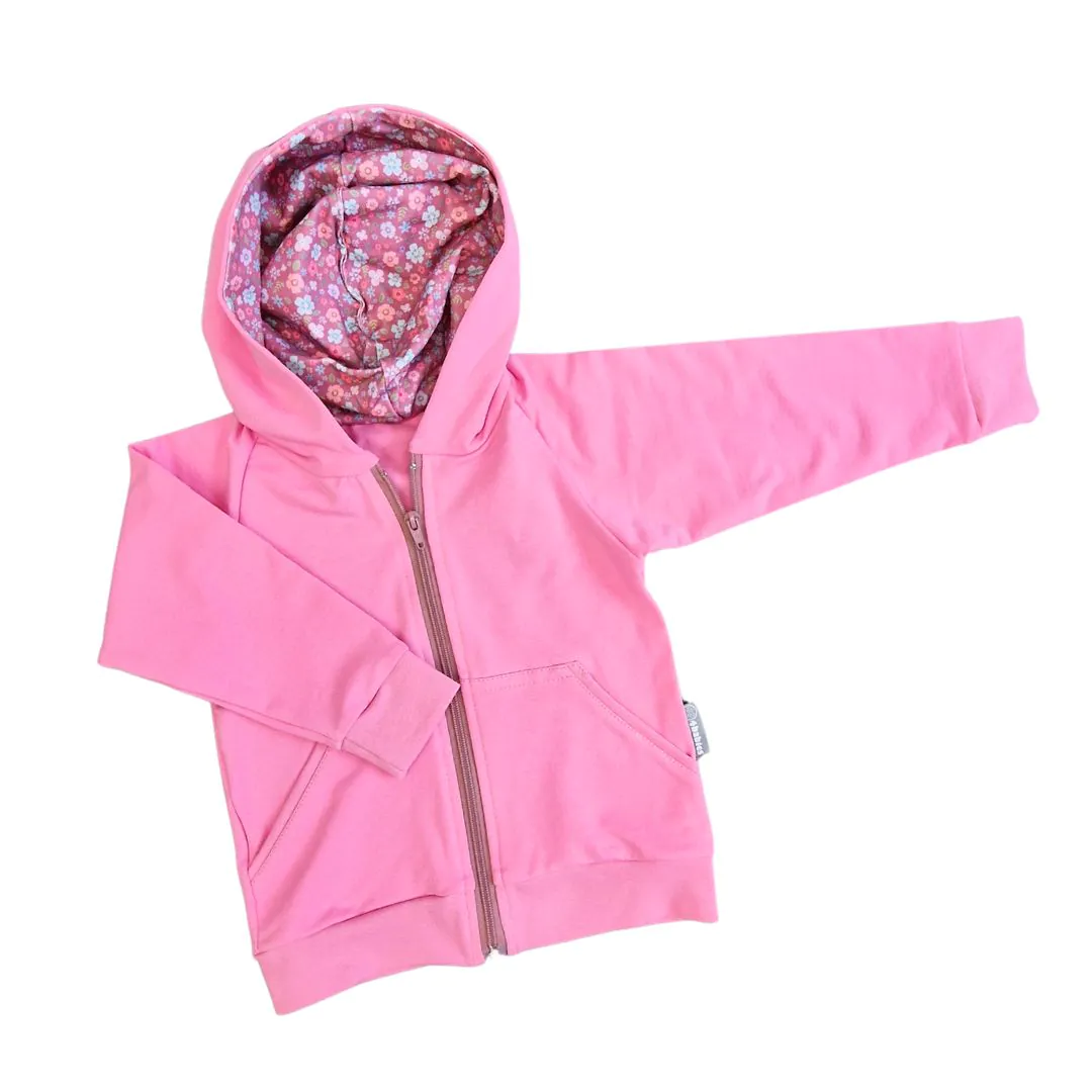 4BABIES "Virágvarázs" kapucnis-cipzáros pulcsi, fuchsia