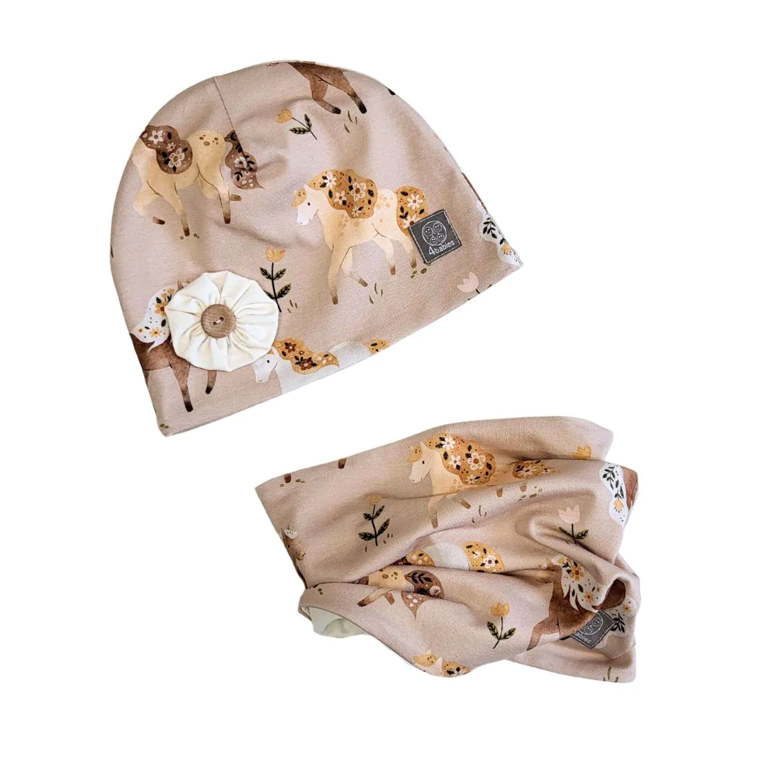 4BABIES "Paripám" Sapka & sál szett virággal