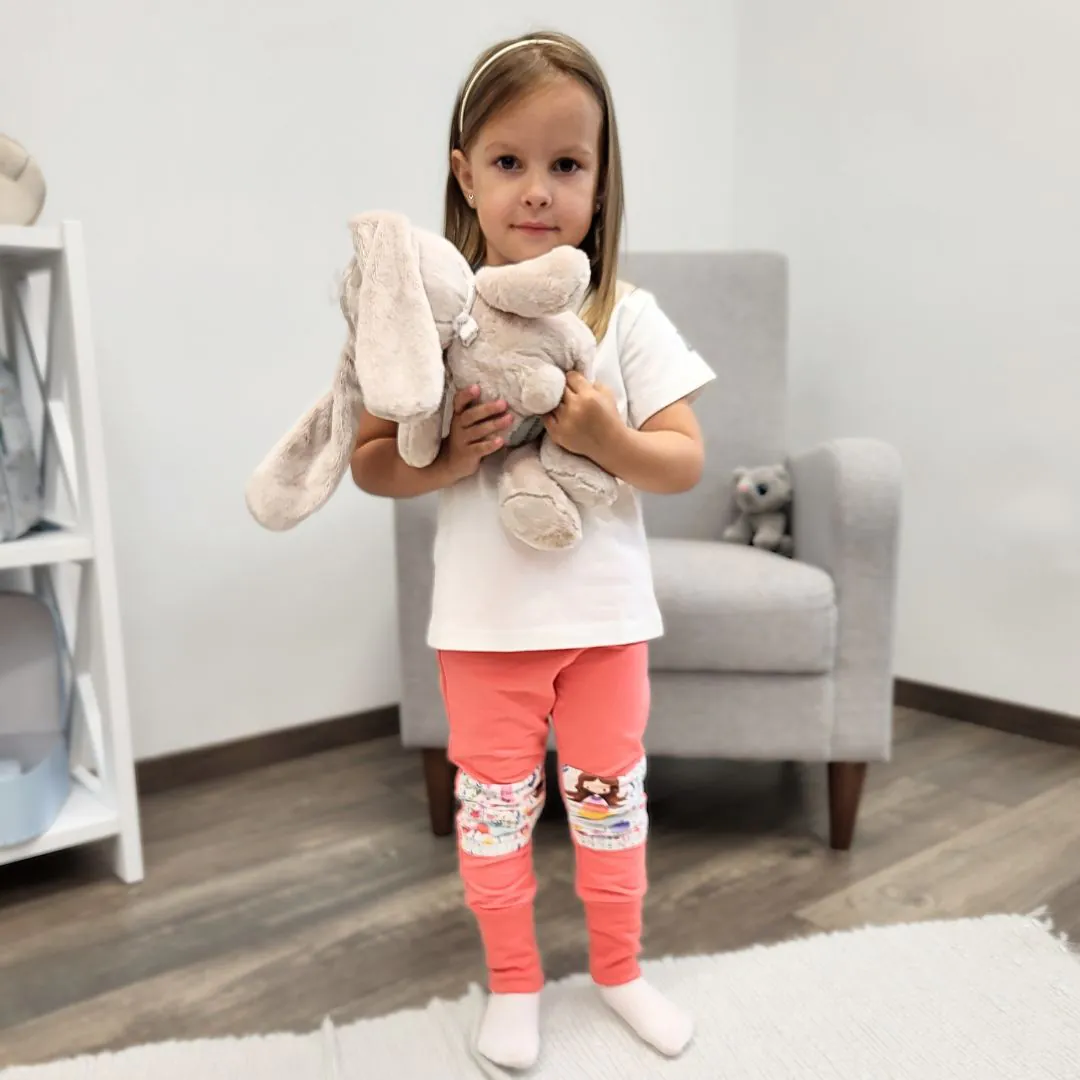 4BABIES "Rosszcsont" térdfoltos szabadidő nadrág, korall & Tündérkert - Image 3