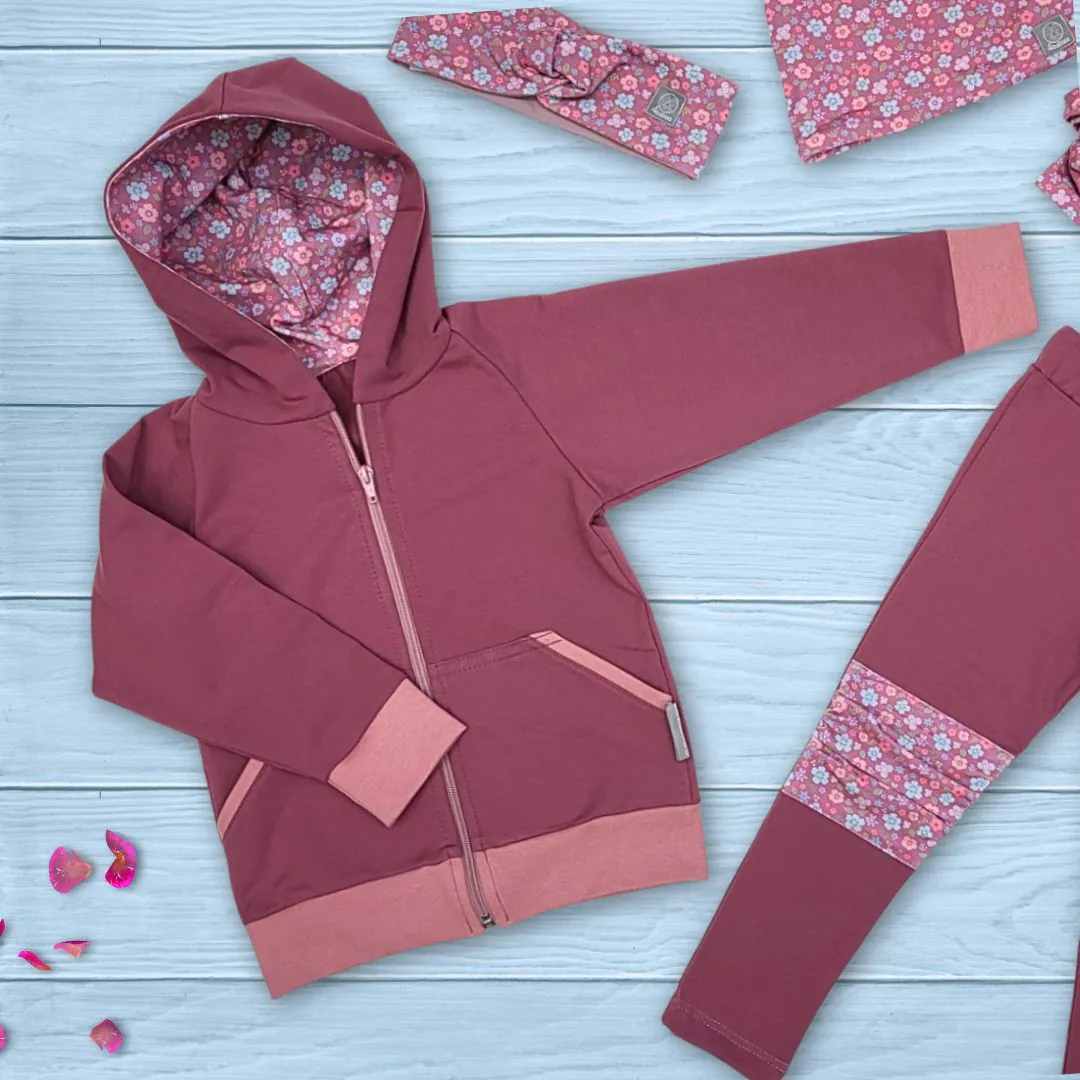 4BABIES "Virágvarázs" kapucnis-cipzáros kislány pulcsi, padlizsán - Image 2