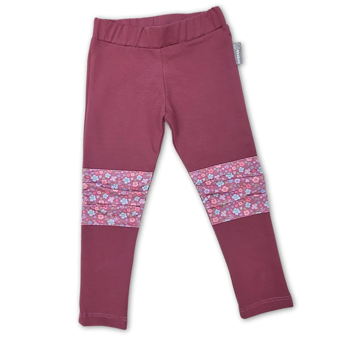 4BABIES "Csintalan" térdfoltos leggings, padlizsán & virágvarázs