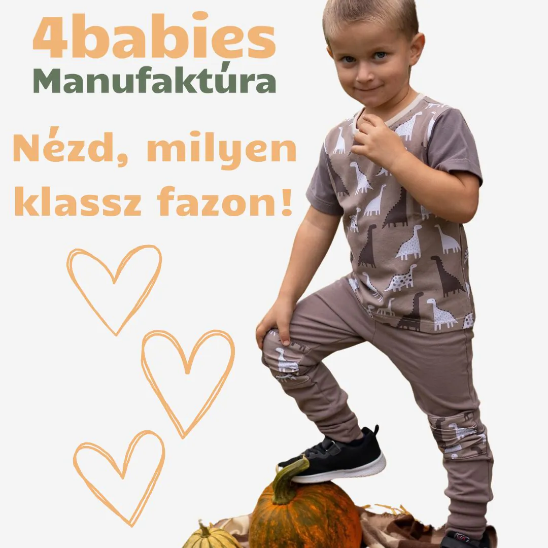 4BABIES "Rosszcsont" térdfoltos szabadidő nadrág, szürkésbarna & terepminta - Image 3