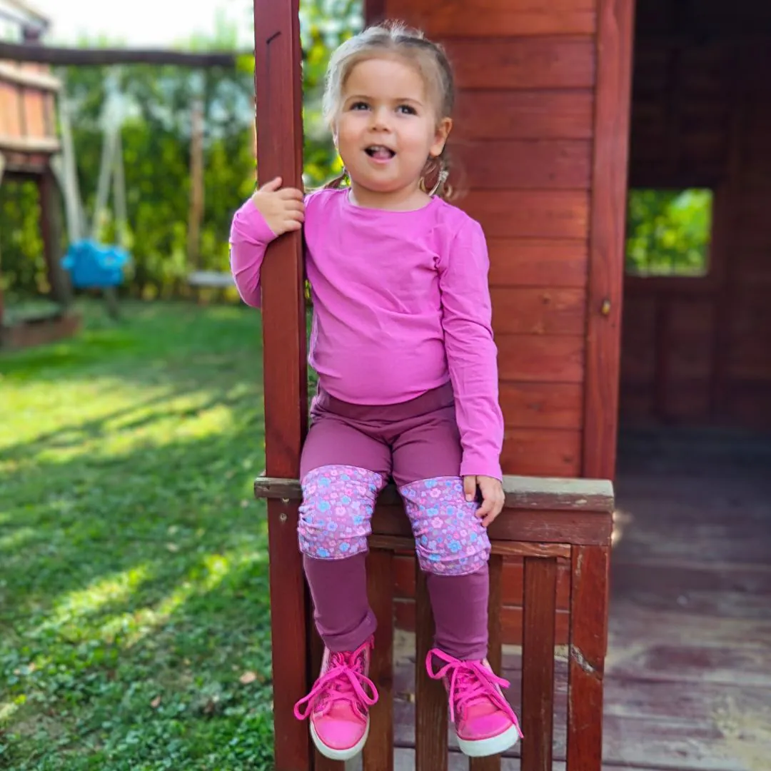 4BABIES "Csintalan" térdfoltos leggings, padlizsán & virágvarázs - Image 3