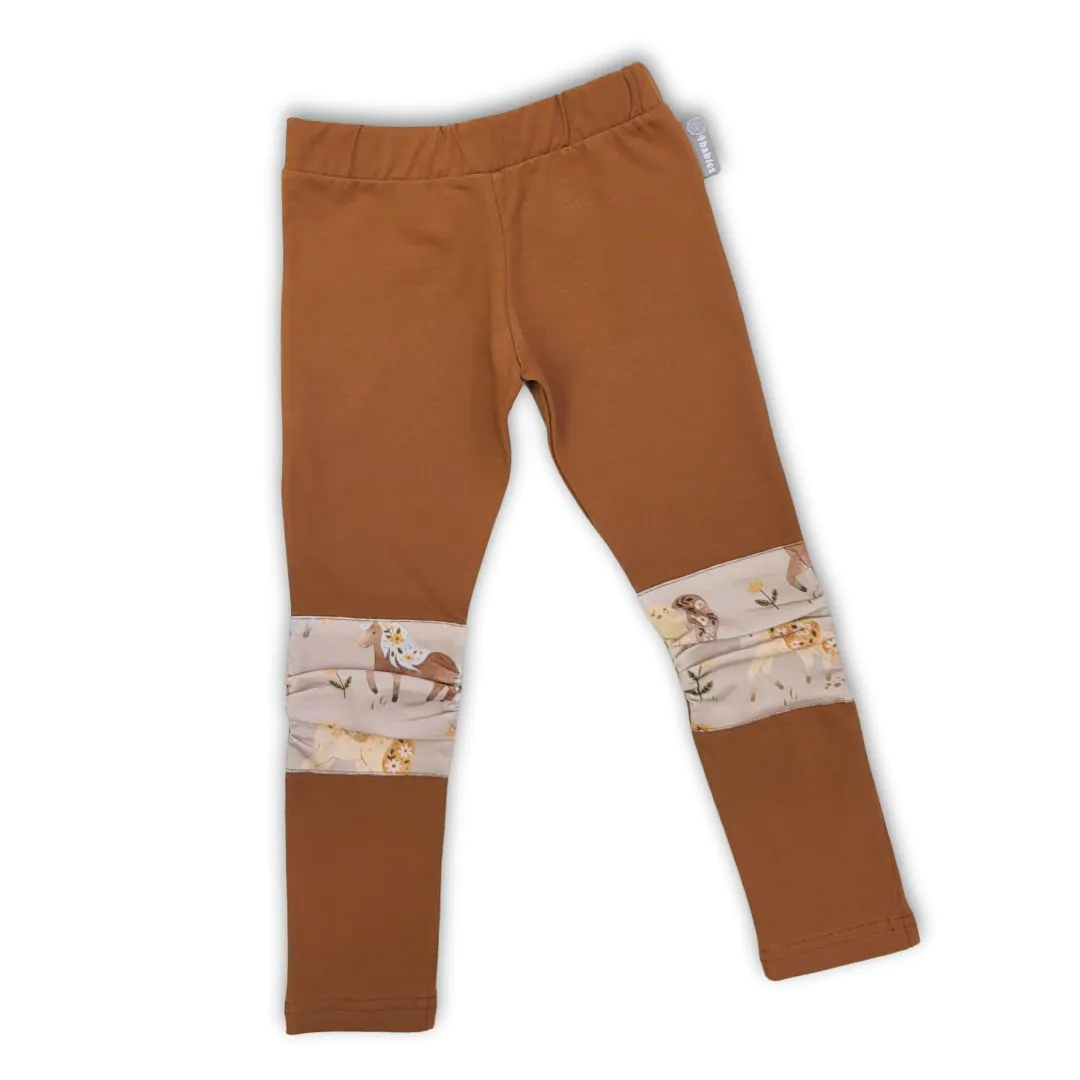 4BABIES Térdfoltos leggings, karamel & Paripám