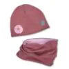 4BABIES Virágdekoros sapka & sál szett, mályva & rózsaszín