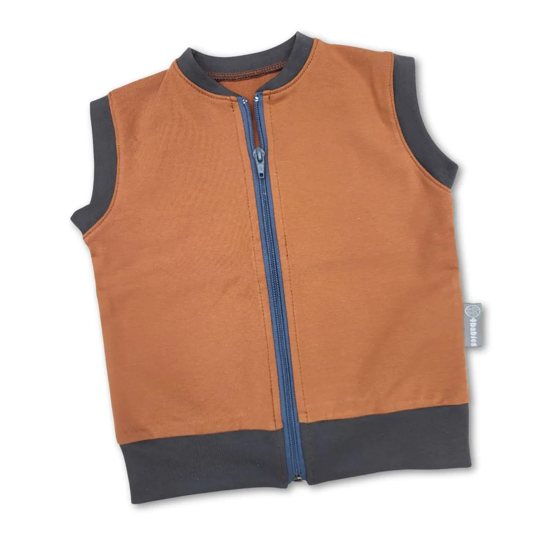 4BABIES Cipzáras mellény, karamell- grafit