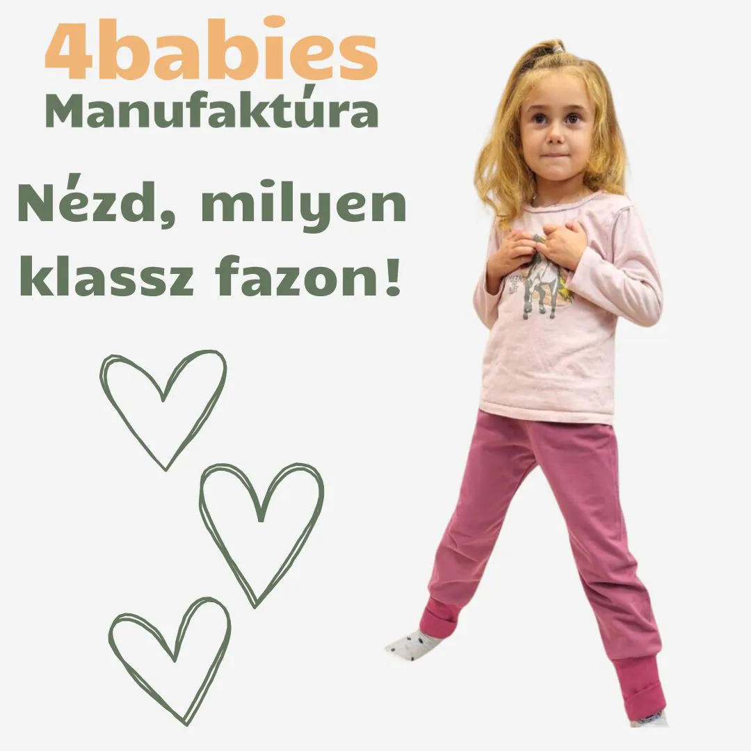 4BABIES Bolyhos szabadidő nadrág, melír szürke & tört rózsaszín - Image 3