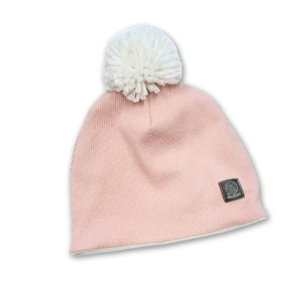 4BABIES Téli sapka, bordás rózsaszín
