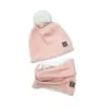 4BABIES Téli sapka & sál szett, bordás rózsaszín