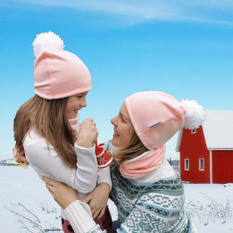 4BABIES Anya-lánya téli sapka szett, bézs bordás - Image 2