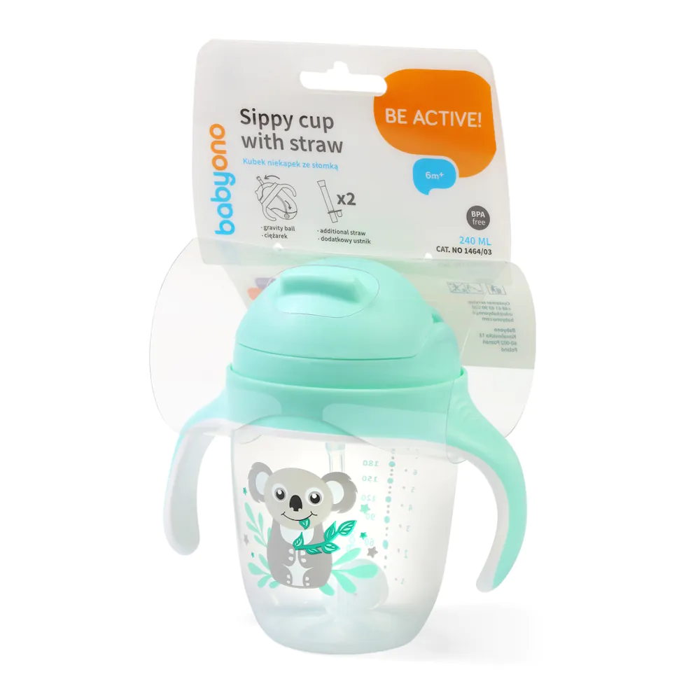 BabyOno 240ml szívószálas itatópohár, menta - Image 7
