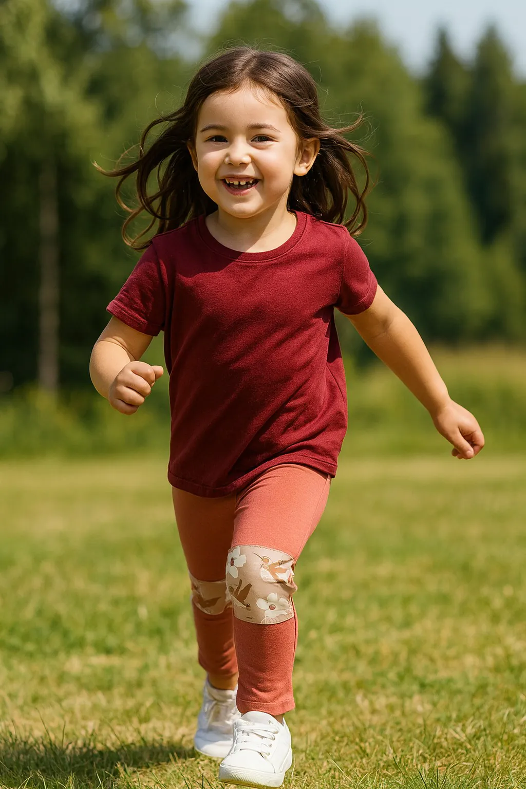 4BABIES Térdfoltos leggings, Púderbarna & Kolibri - Image 2