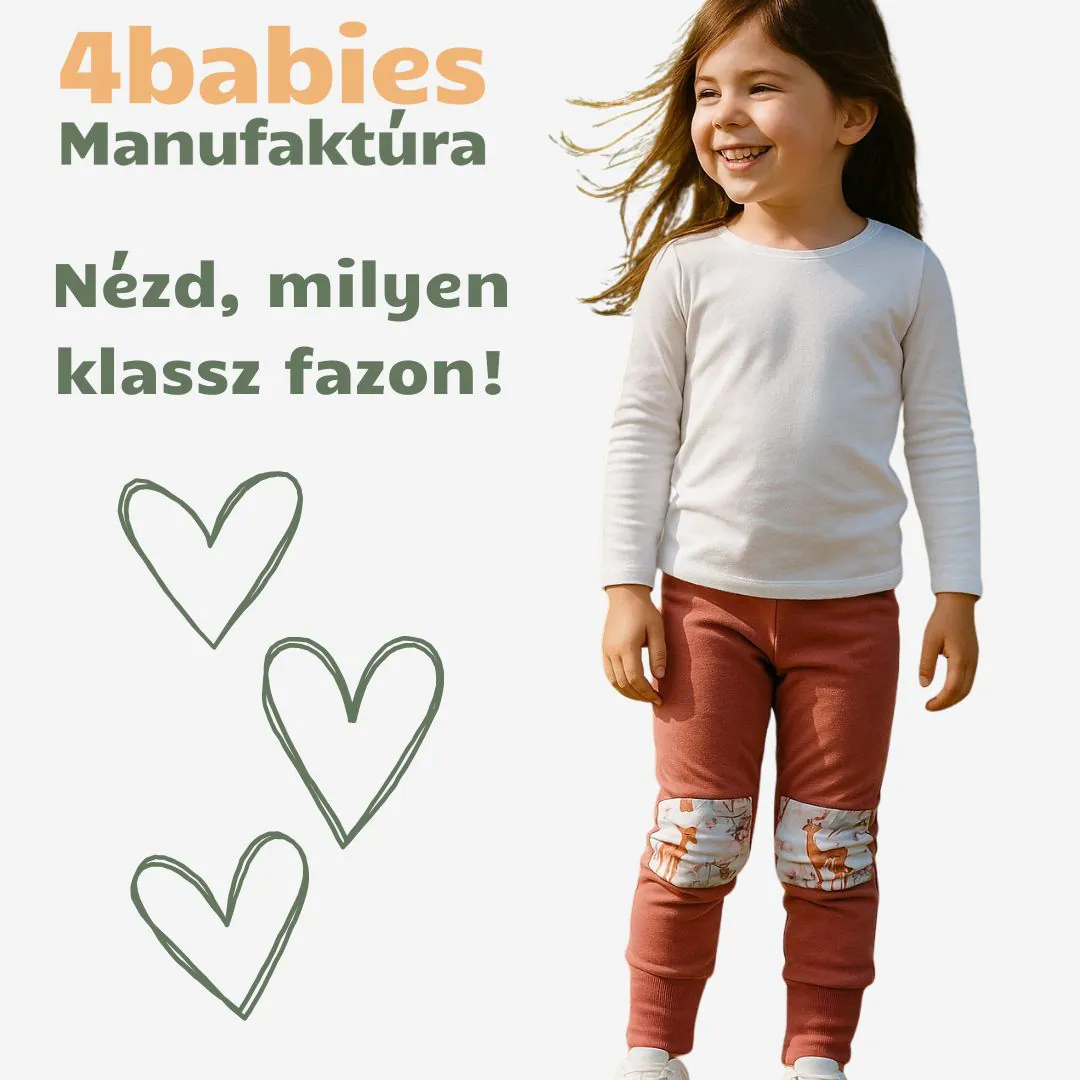 4BABIES "Rosszcsont" térdfoltos szabadidő nadrág, amarant & "színes erdő" - Image 2