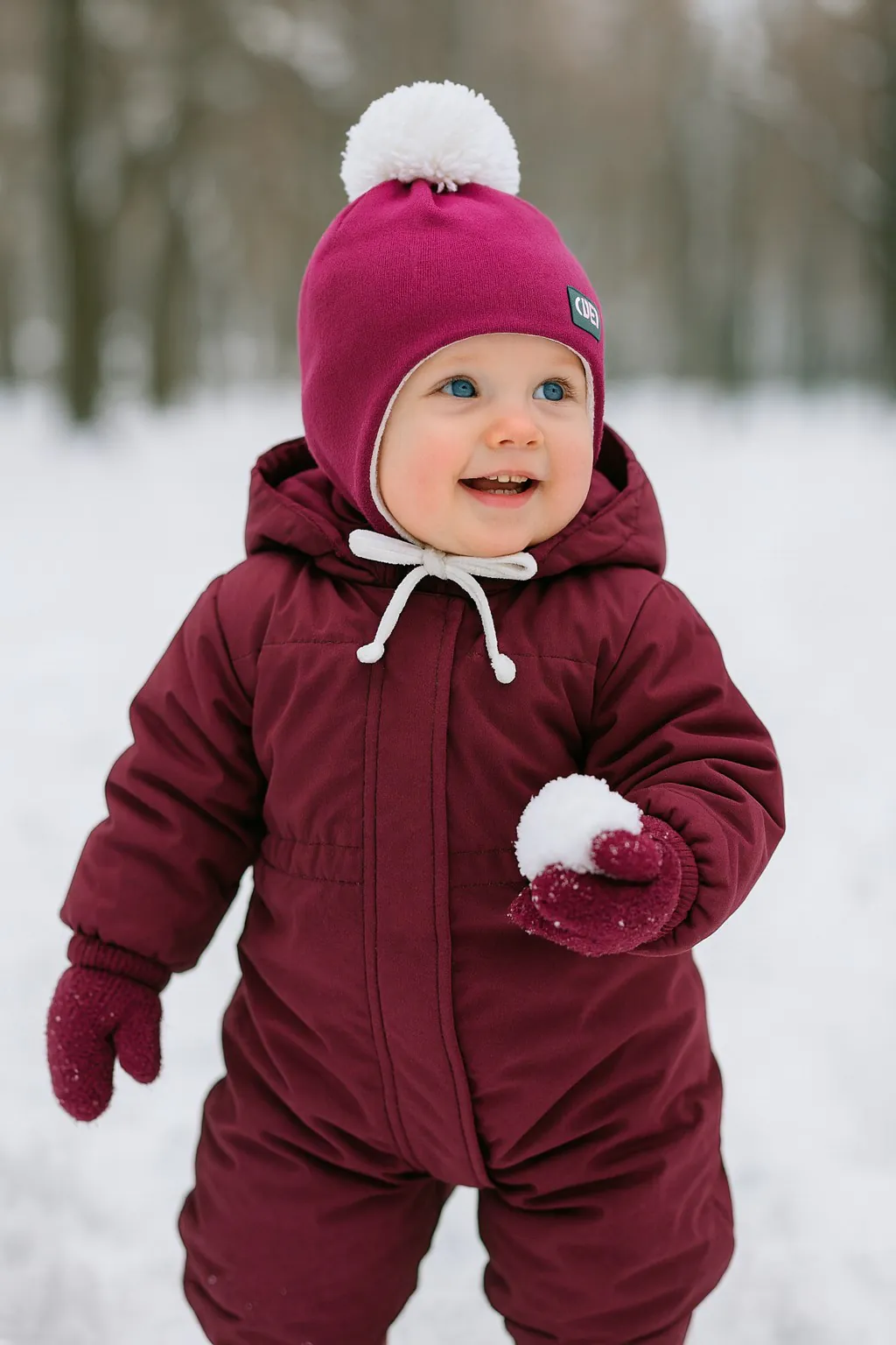 4BABIES Téli kötős babasapka, amarant - Image 2