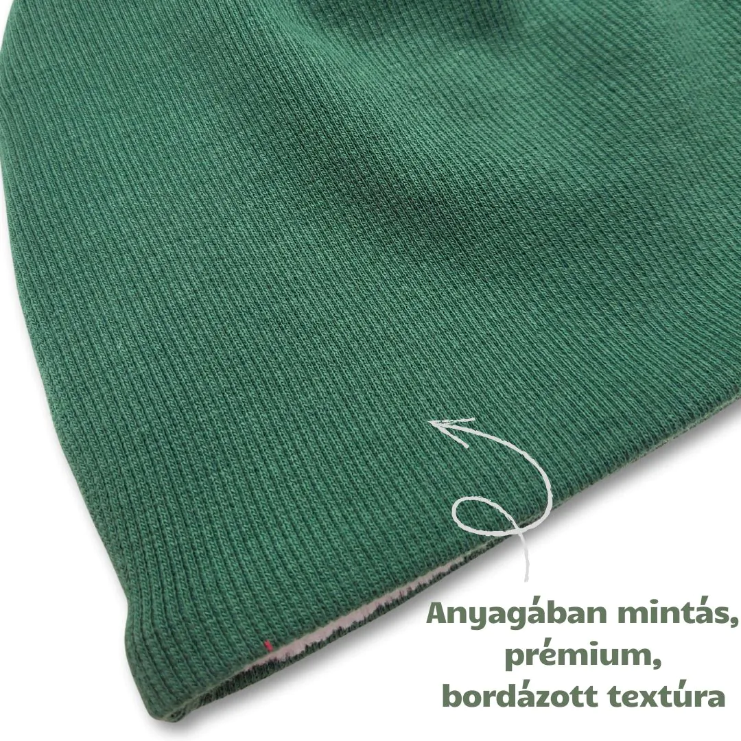 4BABIES Téli sapka & sál szett, bordás zöld, fehér pomponnal - Image 3