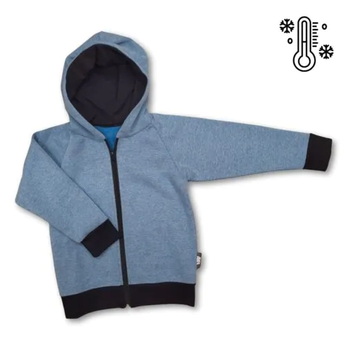 4BABIES Warmkeeper kapucnis pulóver, melír kék