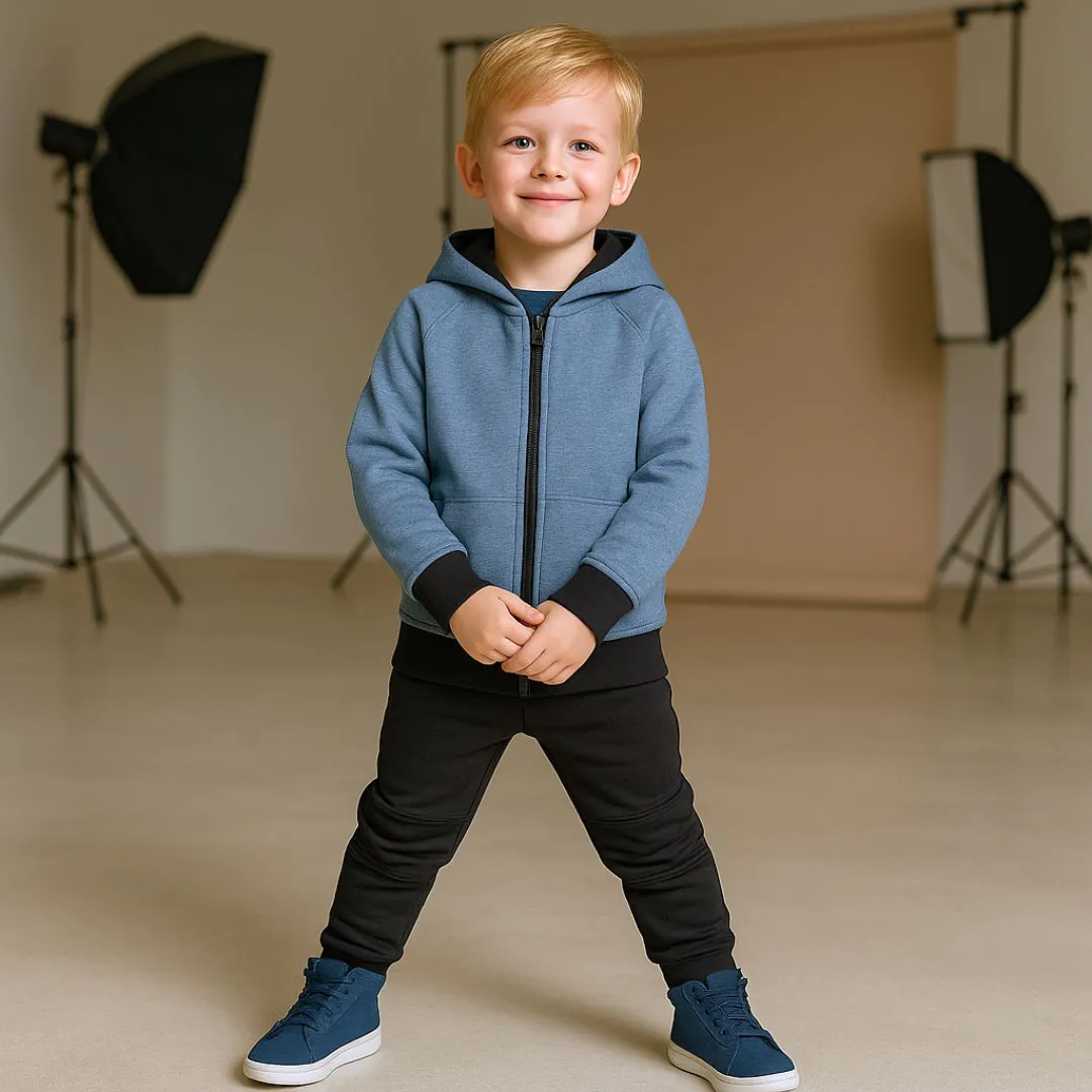 4BABIES Warmkeeper kapucnis pulóver, melír kék - Image 2