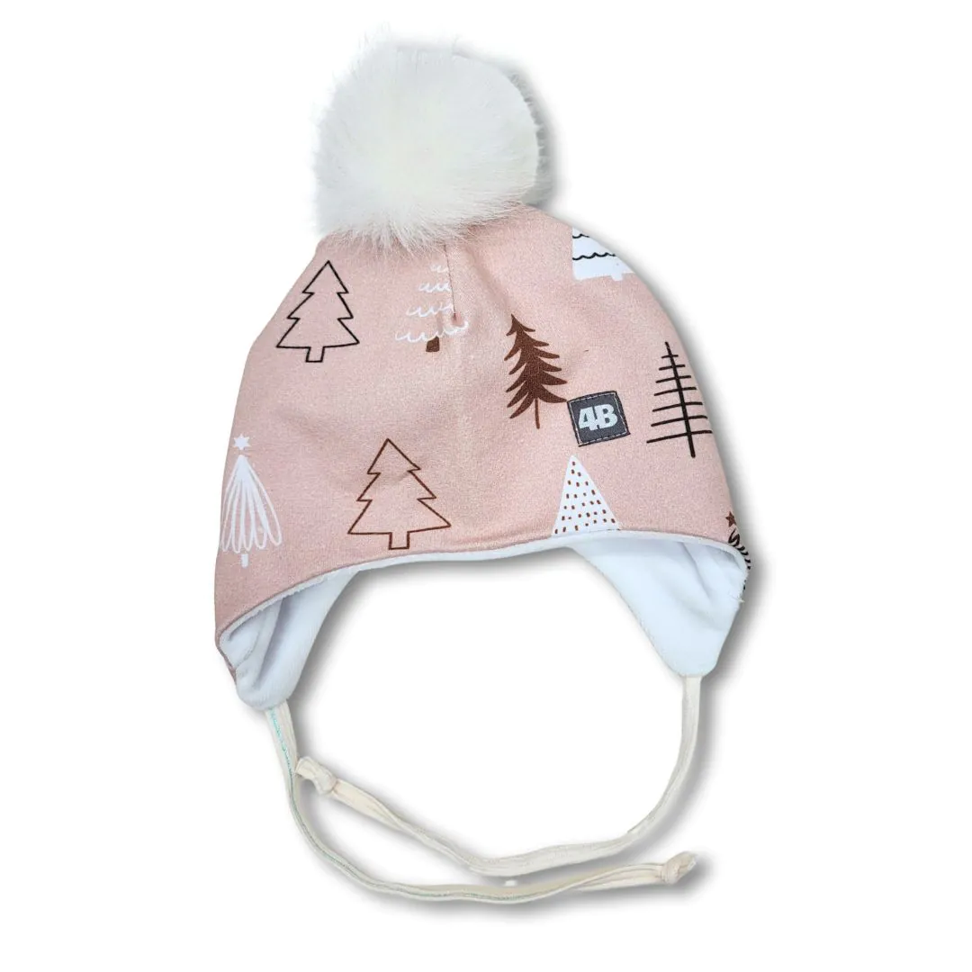 4BABIES "Bézs fenyves" téli kötős babasapka