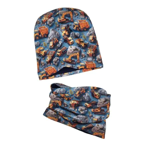 4BABIES "Bányagépek" sapka & sál szett