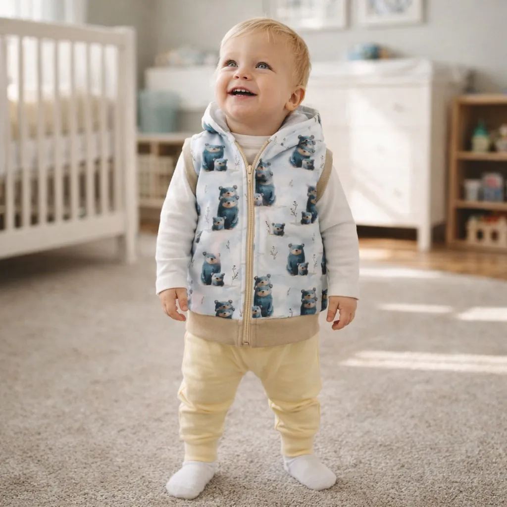 4BABIES "Dörmikék" cipzáras kapucnis mellény, 86-92-es méret - Image 2