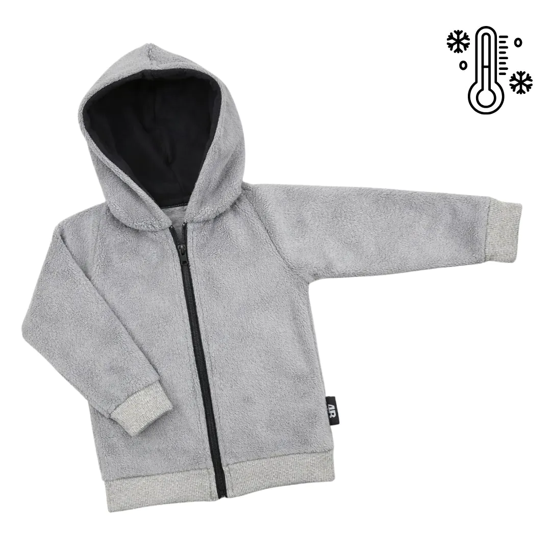 4BABIES Polarshield kapucnis pulóver, szürke szőrös