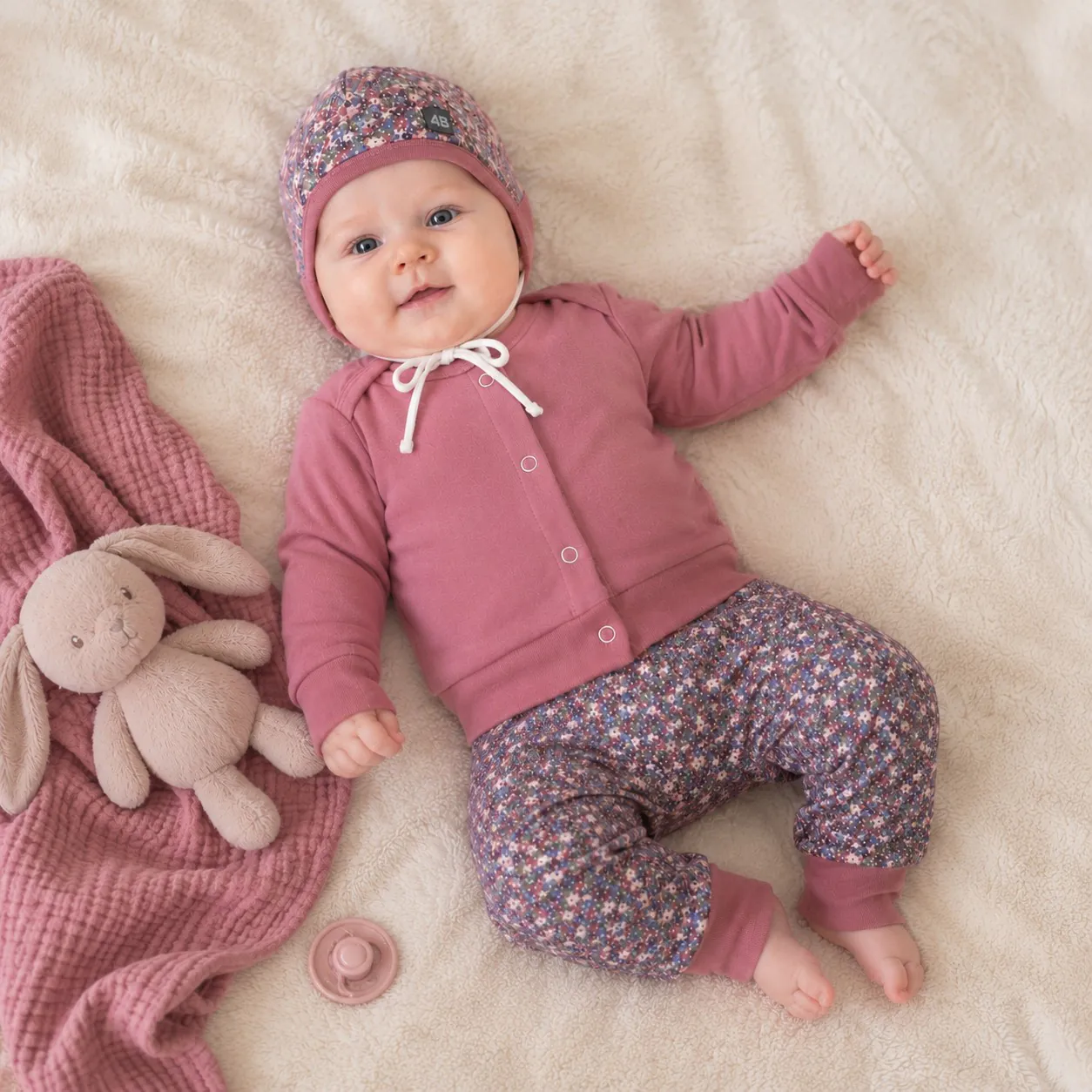 4BABIES "Virágcsoda" háremnadrág, kocsikabát & babasapka szett - Image 2