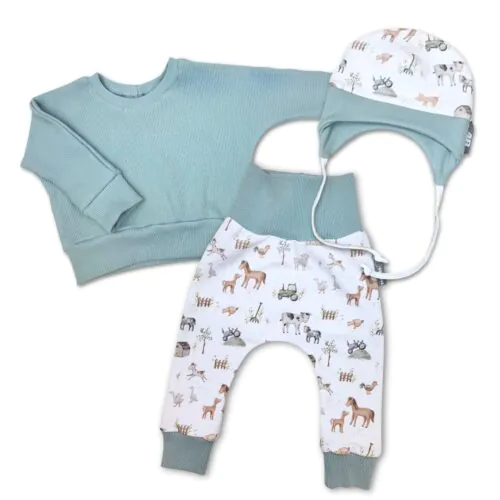 4BABIES "Kicsi farmom" újszülött babaruha + sapi szett
