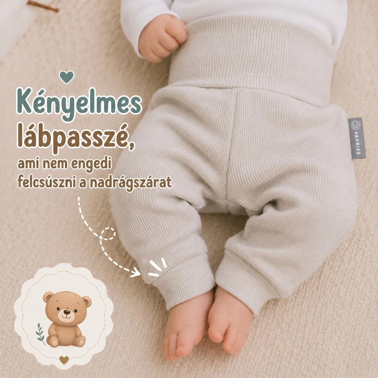 4BABIES Újszülött babaruha szett, bordás bézs - Image 4