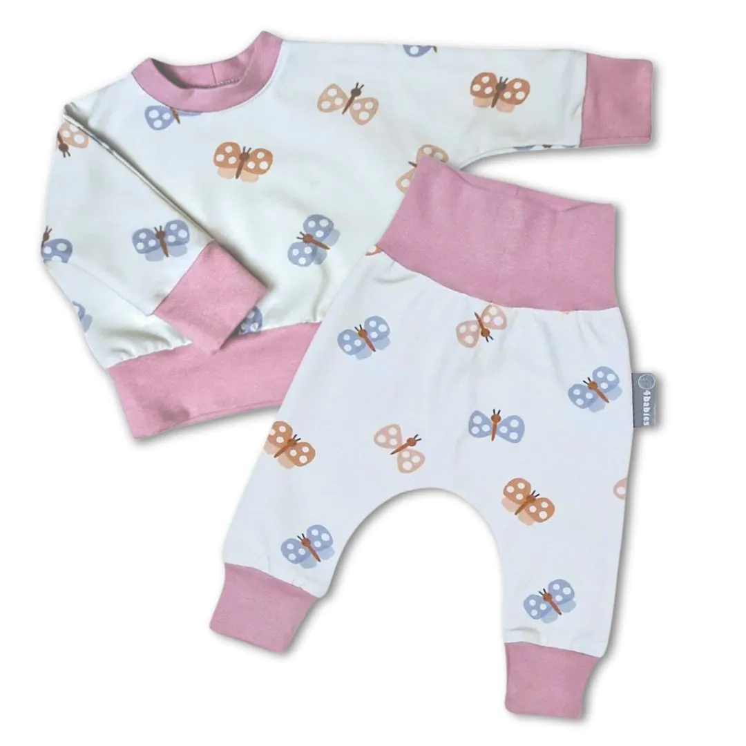 4BABIES "Púder pillangók" újszülött babaruha szett