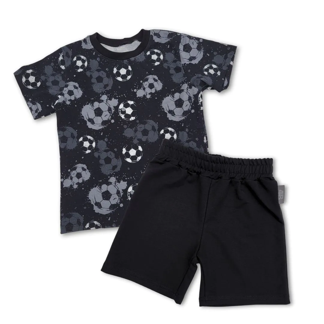 4BABIES "VB" póló & rövidnadrág outfit, fekete