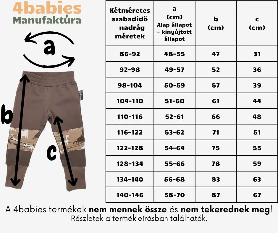 4BABIES "Rosszcsont" térdfoltos szabadidő nadrág, sötétbarna & macipofik - Image 3